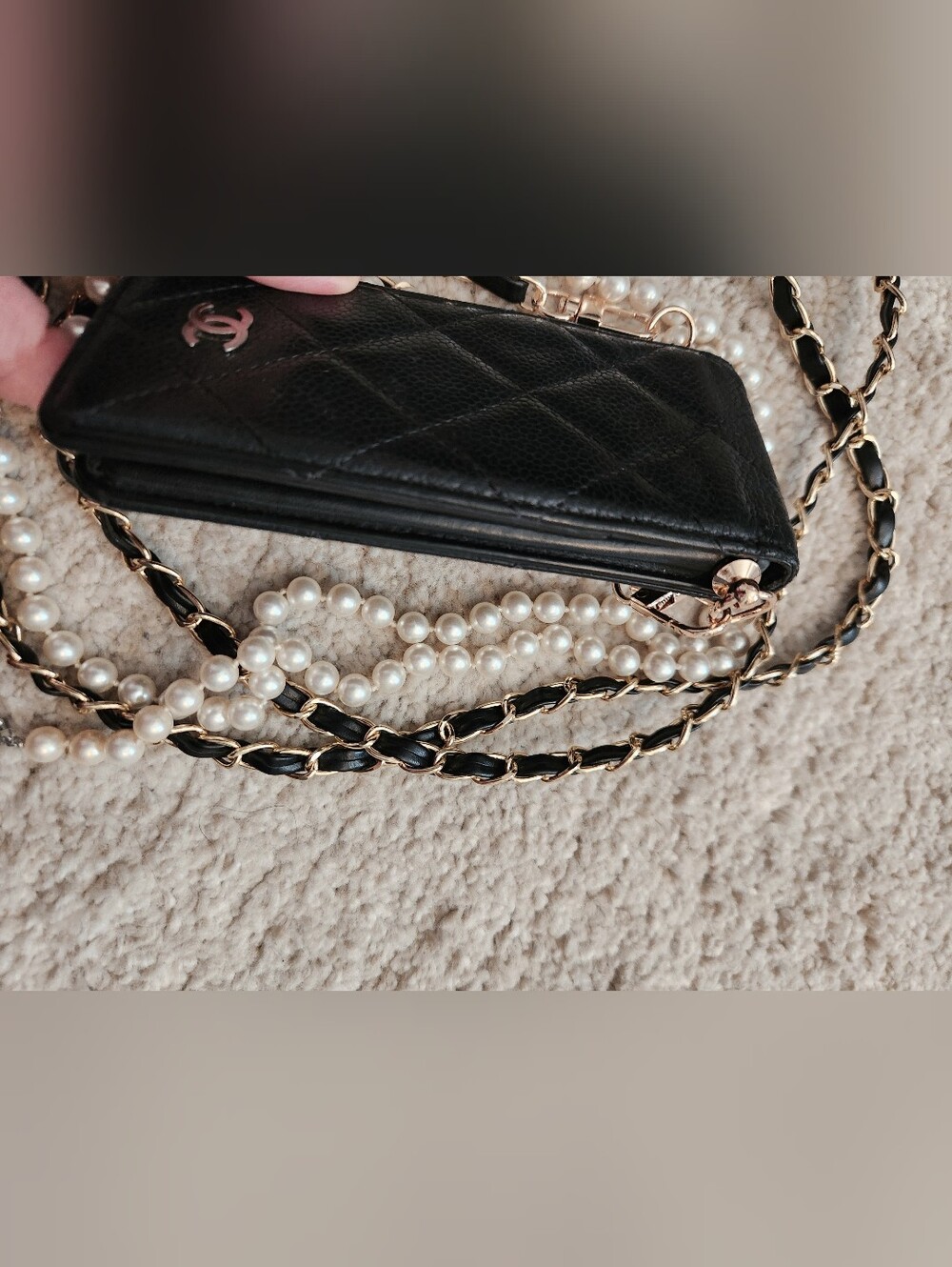 Chanel Black Quilted Caviar Leather Phone Crossbody - Picture 2 of 16